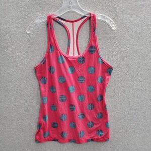 Nike Women Activewear Tank Top Medium Pink Polka Dots Dri-Fit Racerback Scoop